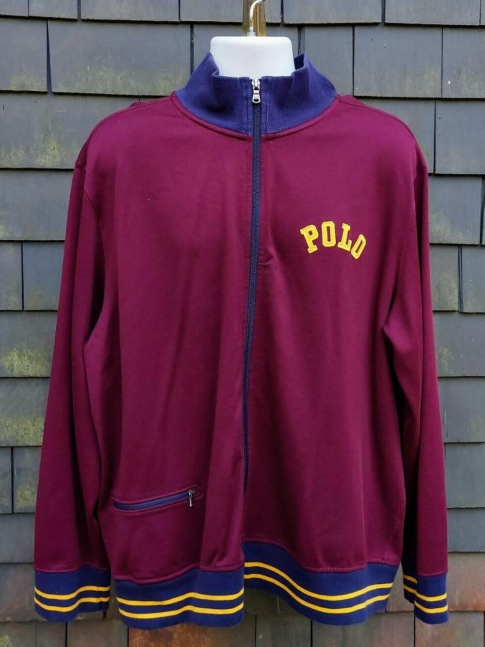 Men's Vintage 90s Polo Ralph Lauren Varsity Arc Spellout Track Jacket. Sz XXL